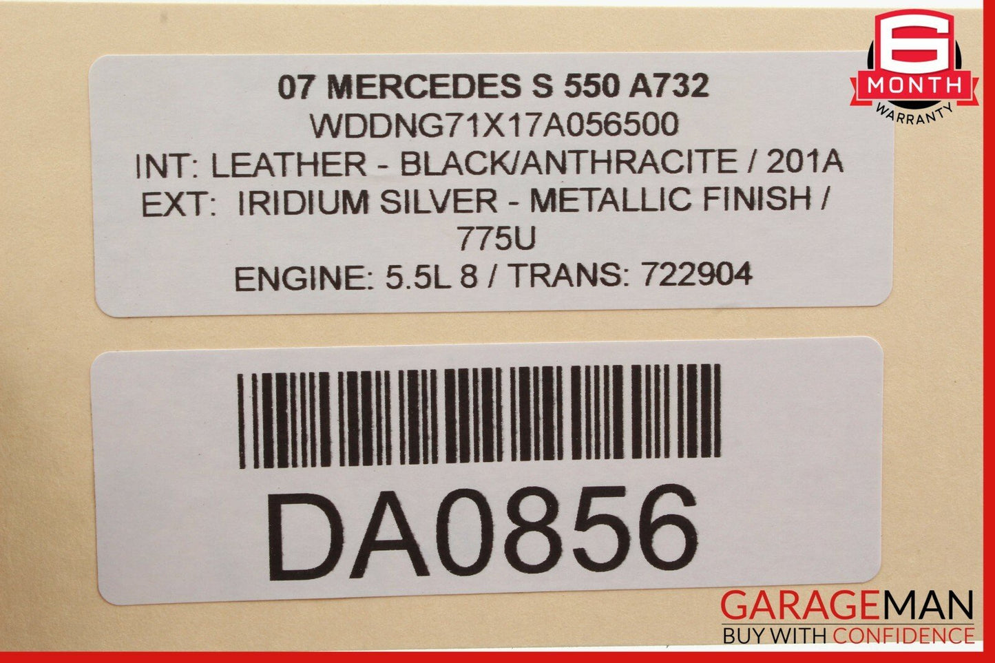 07-09 Mercedes W221 S550 Front Left Driver Side Mirror Door Rear View Silver OEM