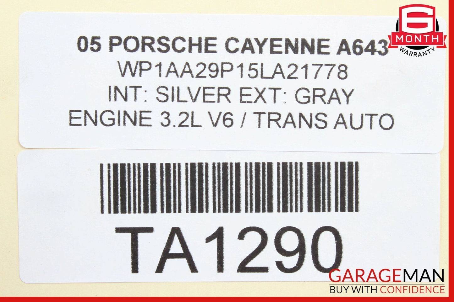 04-06 Porsche Cayenne 955 3.2L Lower Panel Air Guide OEM