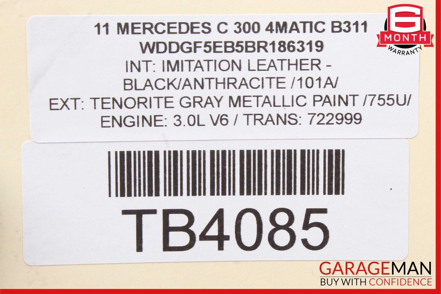 08-14 Mercedes W204 C300 4MATIC Front Left Side Top Upper Seat Cushion Black OEM