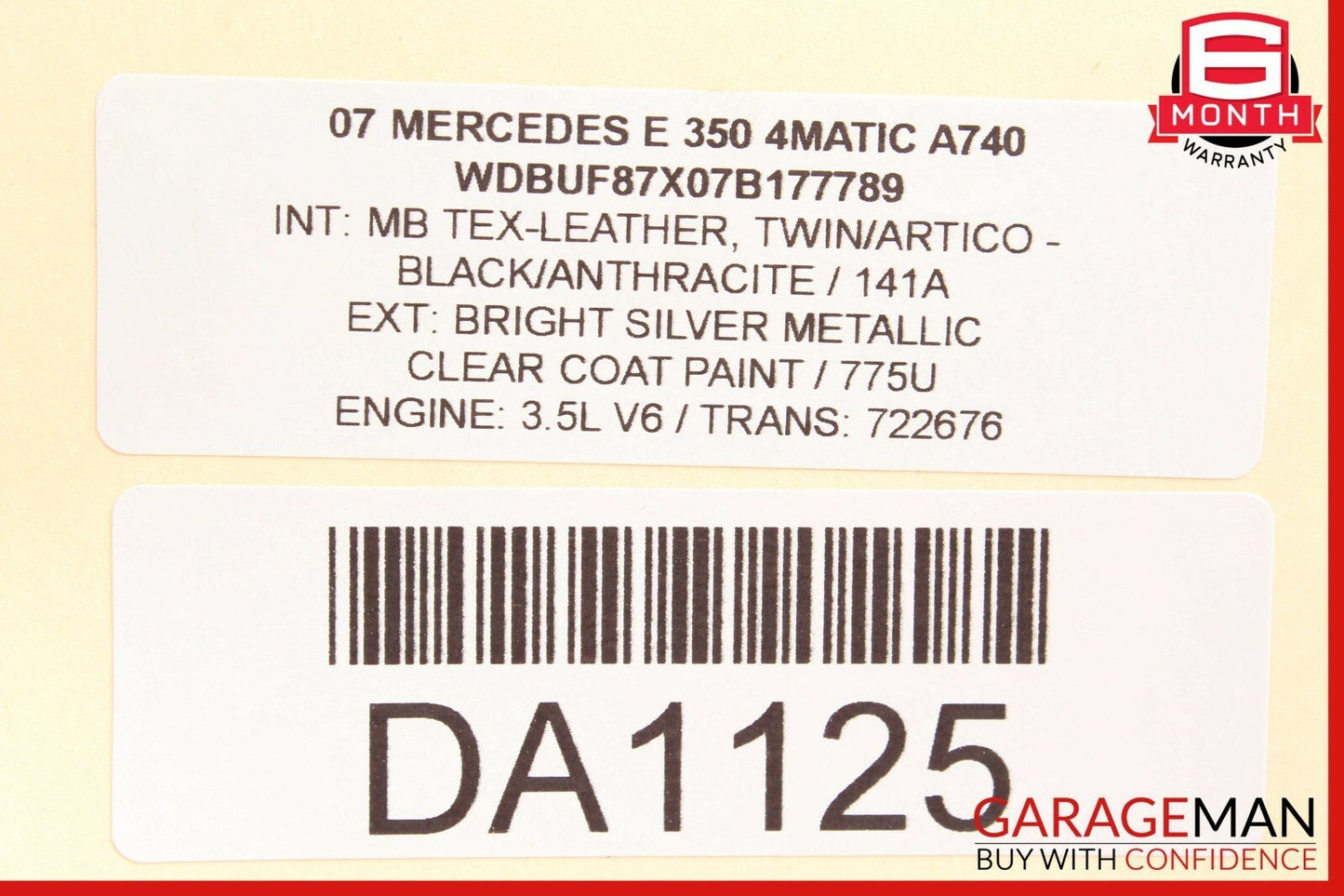 07-09 Mercedes W211 E350 Rear Center Seatbelt Seat Belt Retractor OEM