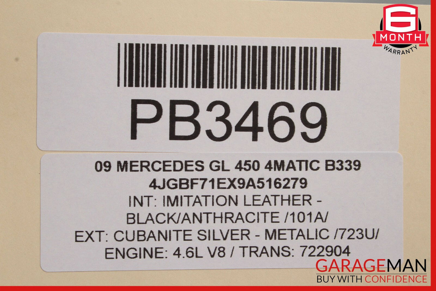 07-12 Mercedes X164 GL450 Front Right Side Bottom Lower Seat Cushion OEM