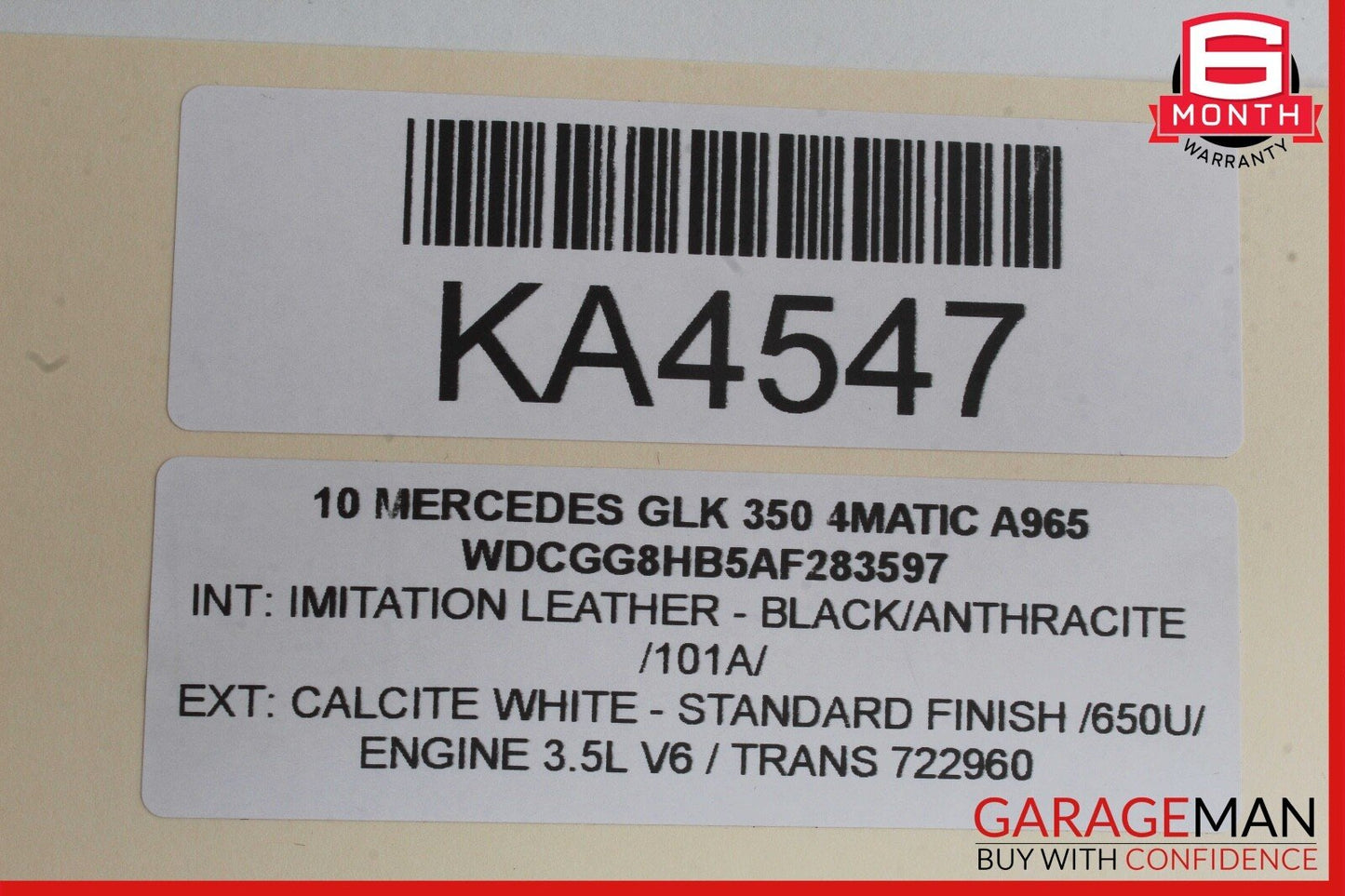 10-15 Mercedes X204 GLK 350 4MATIC Rear Right Door Window Regulator Motor OEM