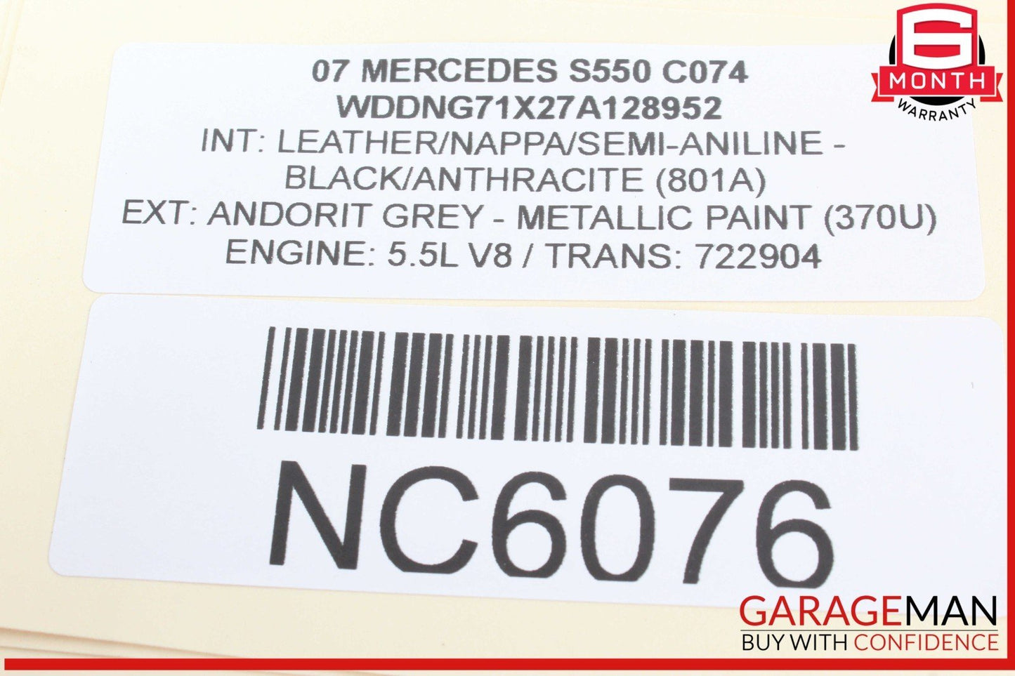 07-09 Mercedes W221 S550 S600 Front Left Side Door Rear View Mirror OEM