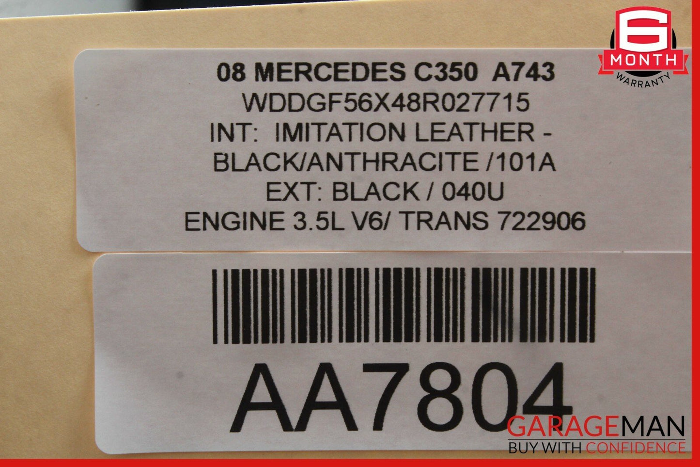 08-14 Mercedes W204 C250 C350 Rear Right Side Door Window Regulator Motor Unit