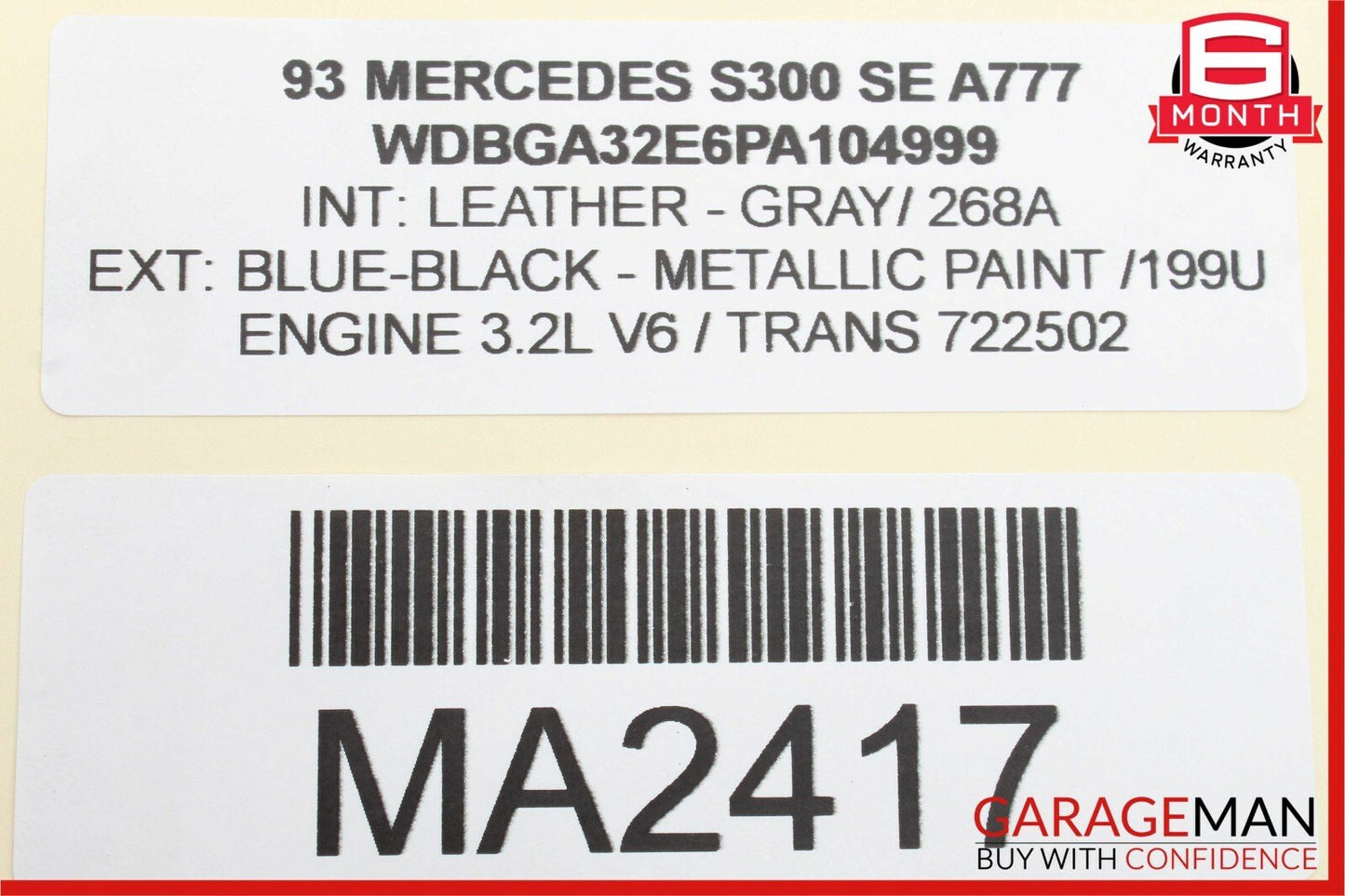 92-93 Mercedes W140 300SE CARB Computer Control Module Unit 0261200910 OEM