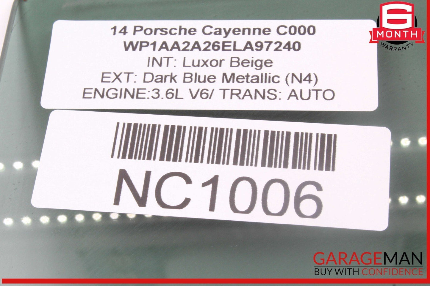 11-18 Porsche Cayenne 958 Rear Left Driver Side Door Window Glass OEM
