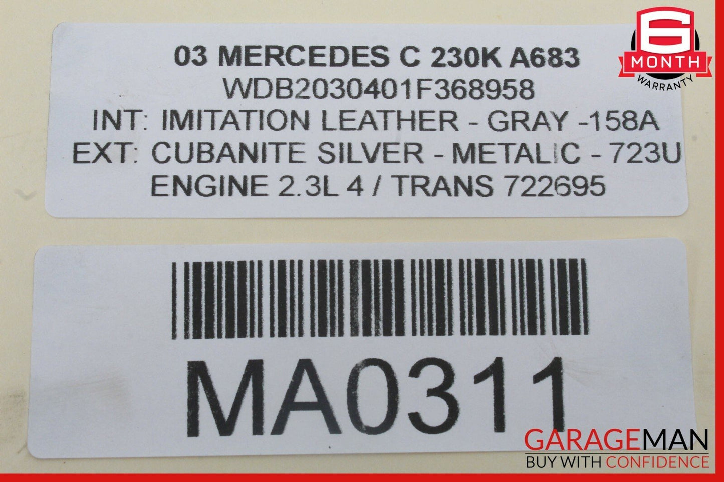 01-07 Mercedes W203 C230 Rear Right / Left Side Lower Control Thrust Arm Cover