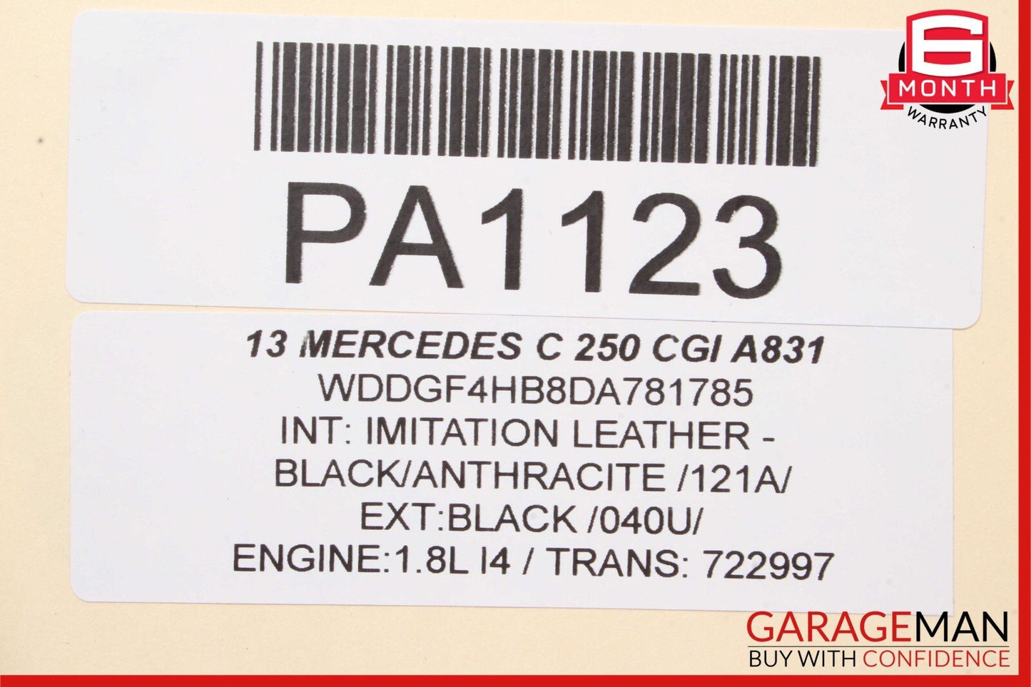 08-14 Mercedes W204 C250 Sedan Front Right Top Upper Seat Cushion Cover Black