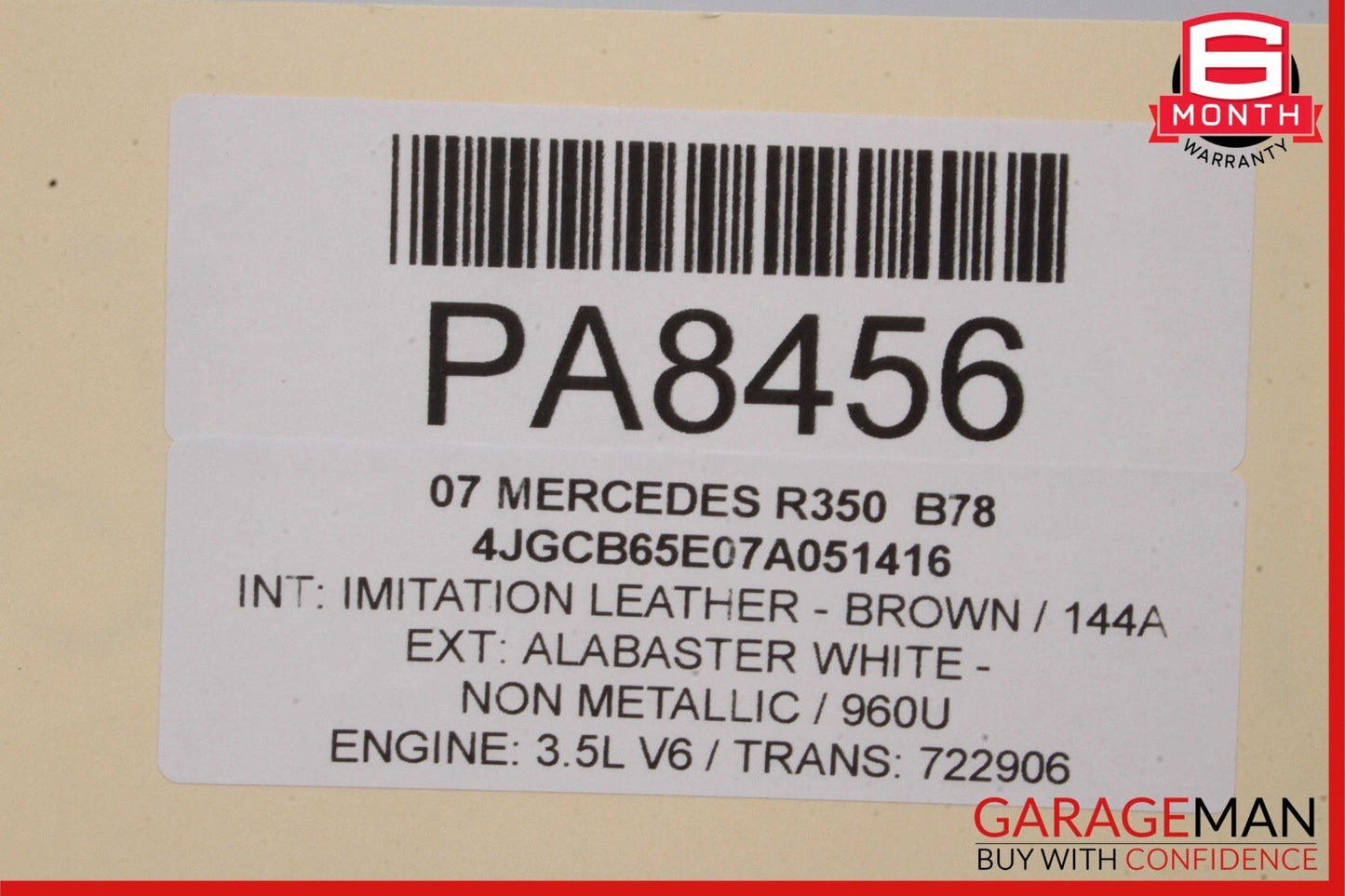 06-13 Mercedes W251 R350 Left Side Skirt Rocker Moulding Panel Alabaster White