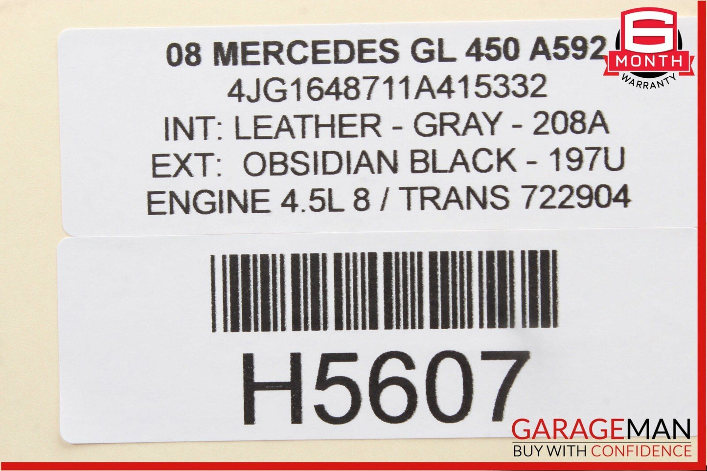 06-12 Mercedes X164 GL450 ML350 Front Overhead Dome Light Reading Map Lamp Grey