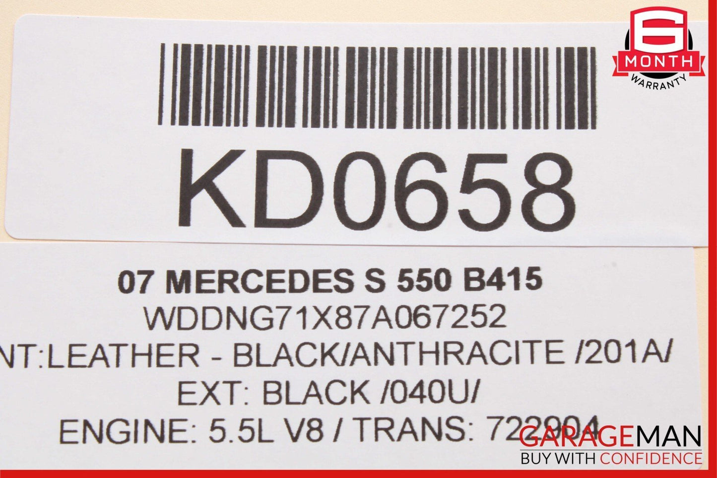 07-09 Mercedes W221 S550 S600 S63 AMG Front Interior Rear View Mirror 2218110007