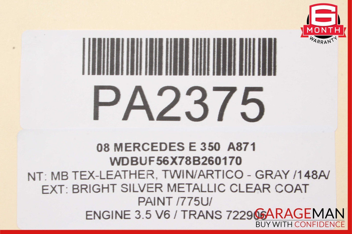 07-09 Mercedes W211 E350 Front Right Interior Door Panel Cover Assembly Gray
