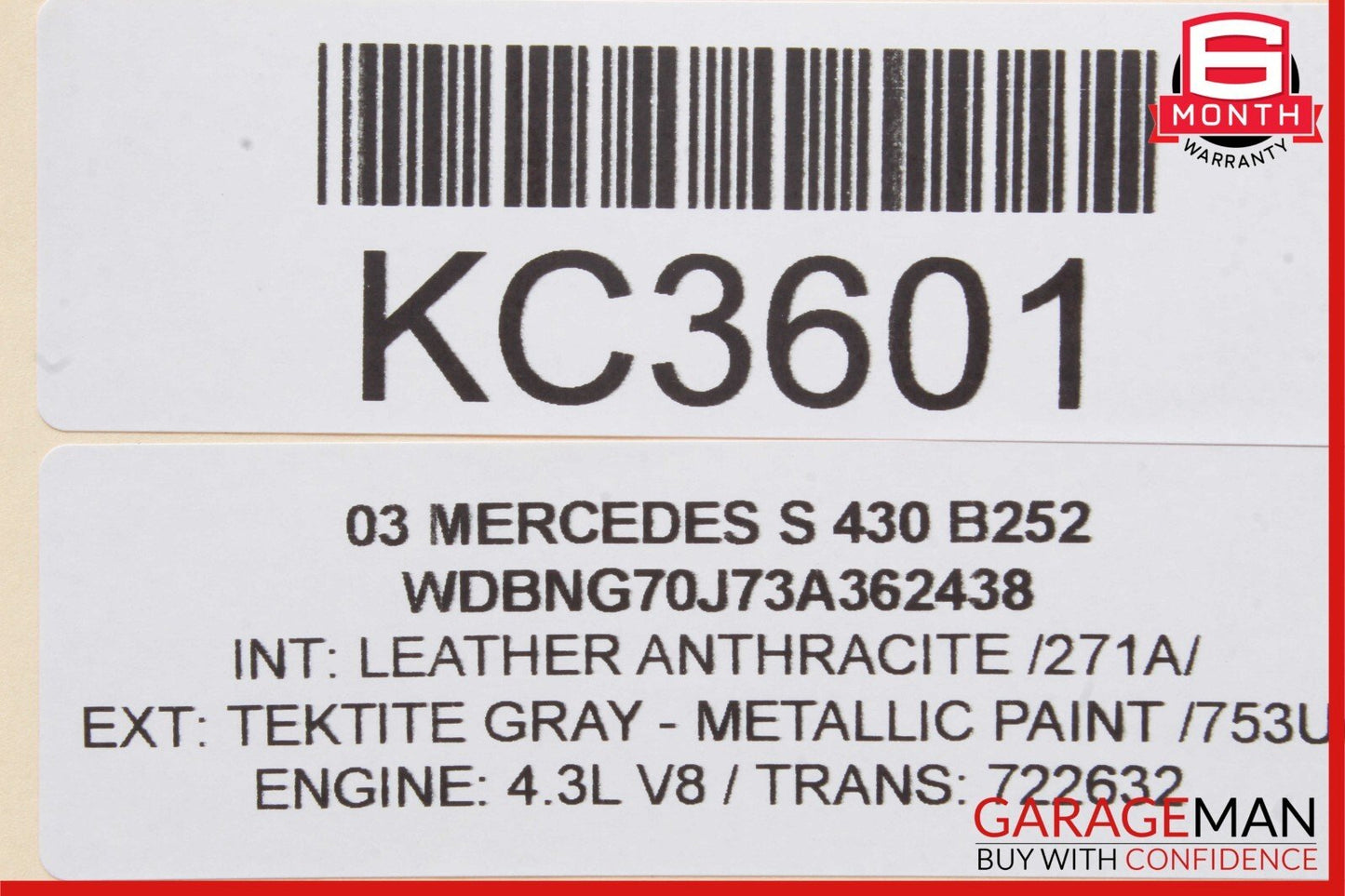 00-06 Mercedes W220 S430 S500 Rear Right Passenger Side Exterior Door Handle OEM