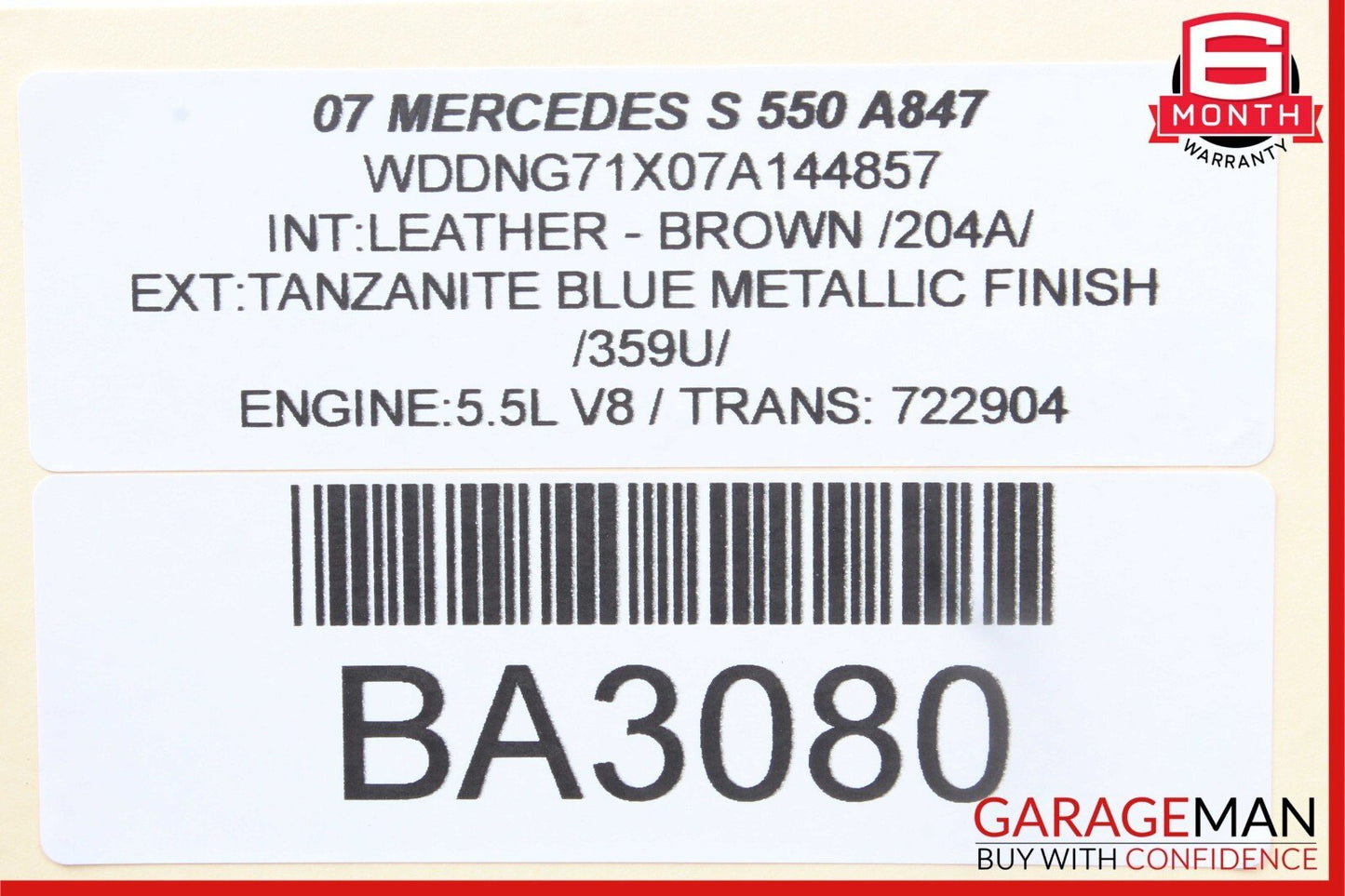 07-09 Mercedes W221 S550 Front Left Side Rear View Door Mirror Tanzanite Blue