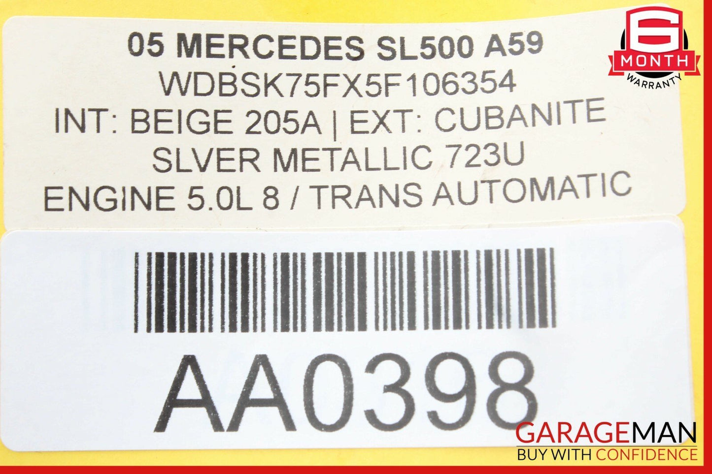 03-06 Mercedes R230 SL500 Rear Left Storage Compartment Box Cover Trim Beige