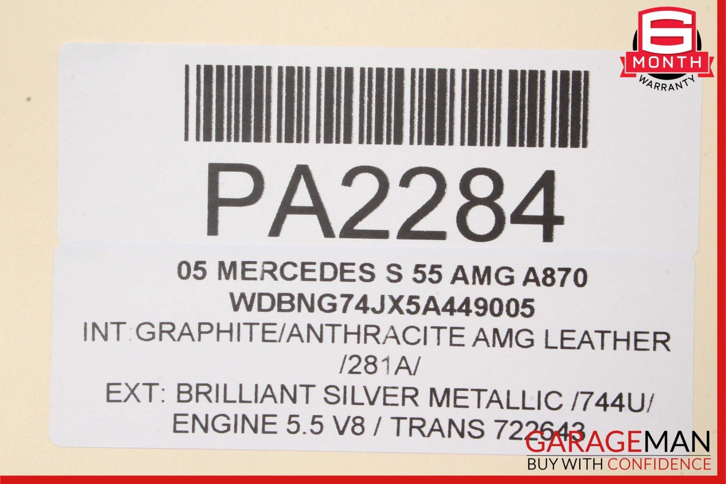 03-06 Mercedes W220 S55 AMG Front Right / Left Top Upper Seat Cushion Black