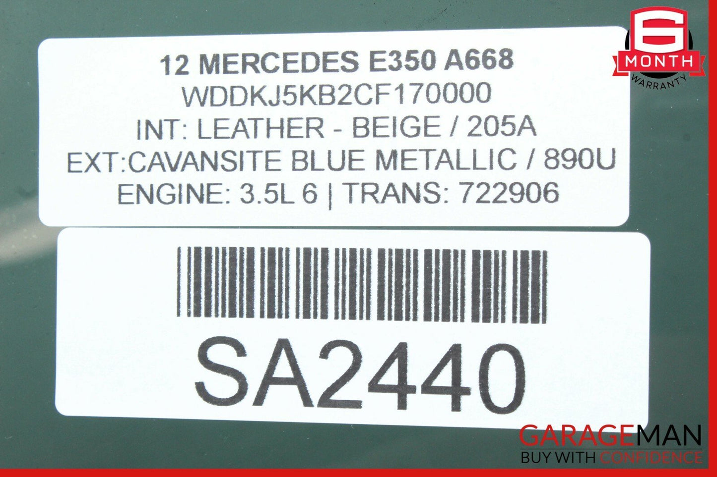 10-13 Mercedes W207 E350 E550 Coupe Rear Left Driver Side Quarter Window Glass