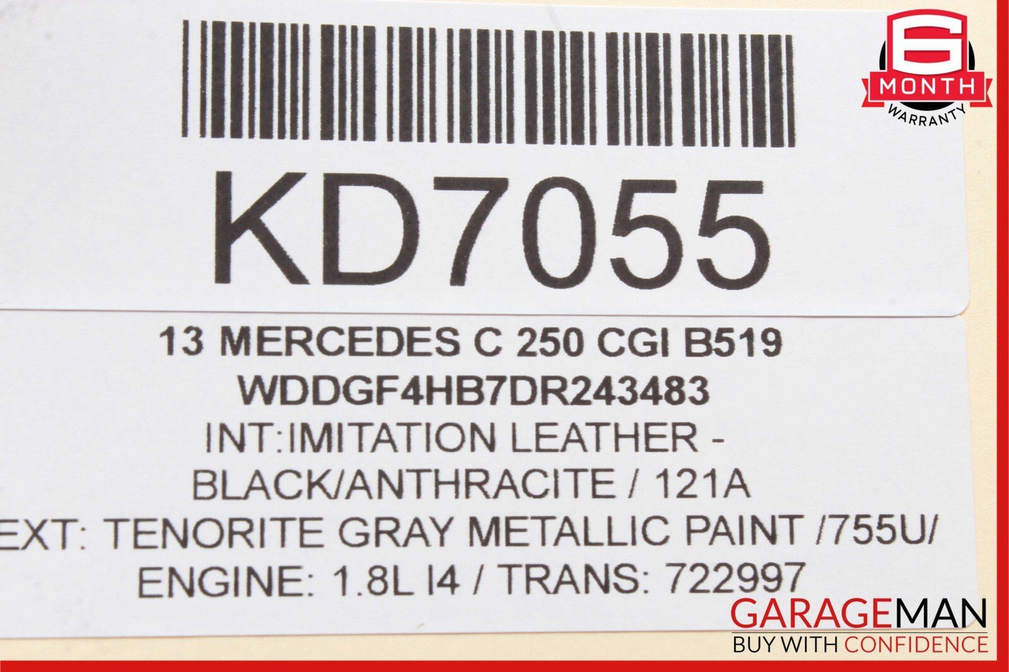 08-14 Mercedes W204 C250 Front Right Passenger Sun Visor Sunvisor Shade Black