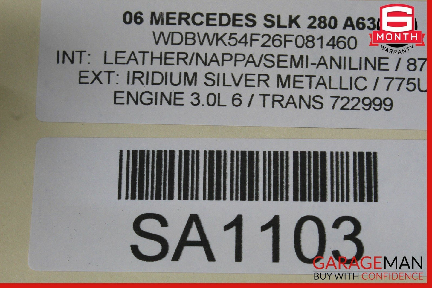 05-08 Mercedes R171 SLK280 Front Right Passenger Side Door Step Sill Scuff Plate