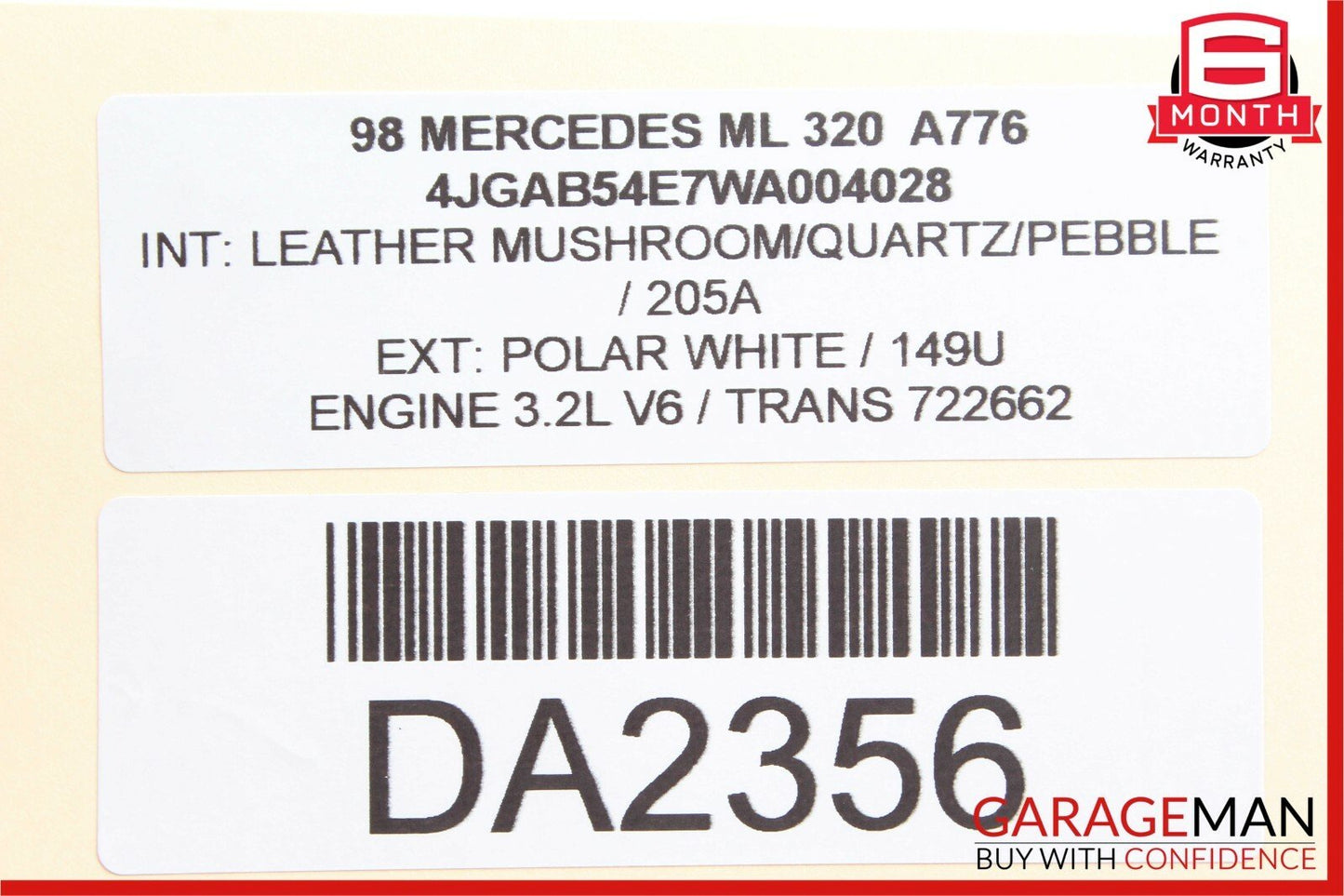 98-05 Mercedes W163 ML320 ML500 Front Right Side Seat Belt Retractor Black OEM