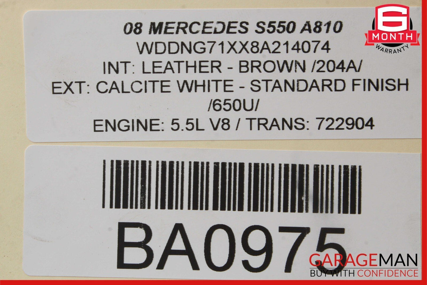 07-13 Mercedes W221 S550 Rear Right Side Exterior Door Handle Keyless Go White