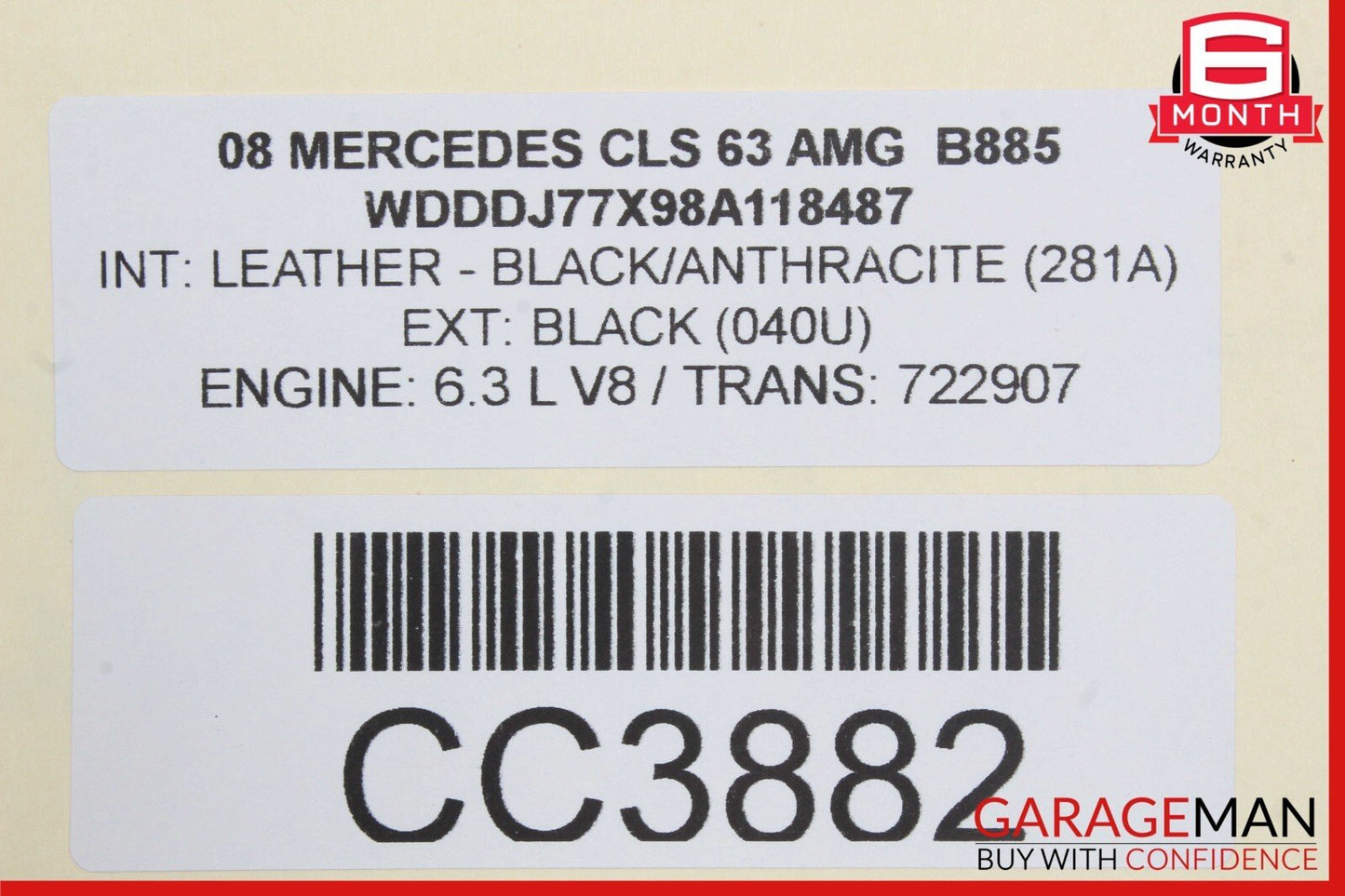 06-10 Mercedes W219 CLS63 AMG Front Right Passenger Interior Door Panel Black