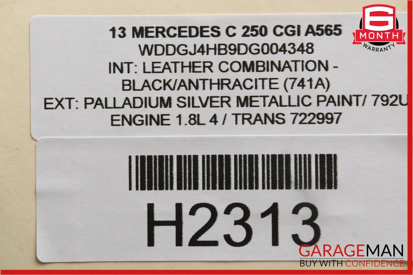 12-14 Mercedes W204 C250 Rear Left Driver Side Taillight Tail Light Lamp