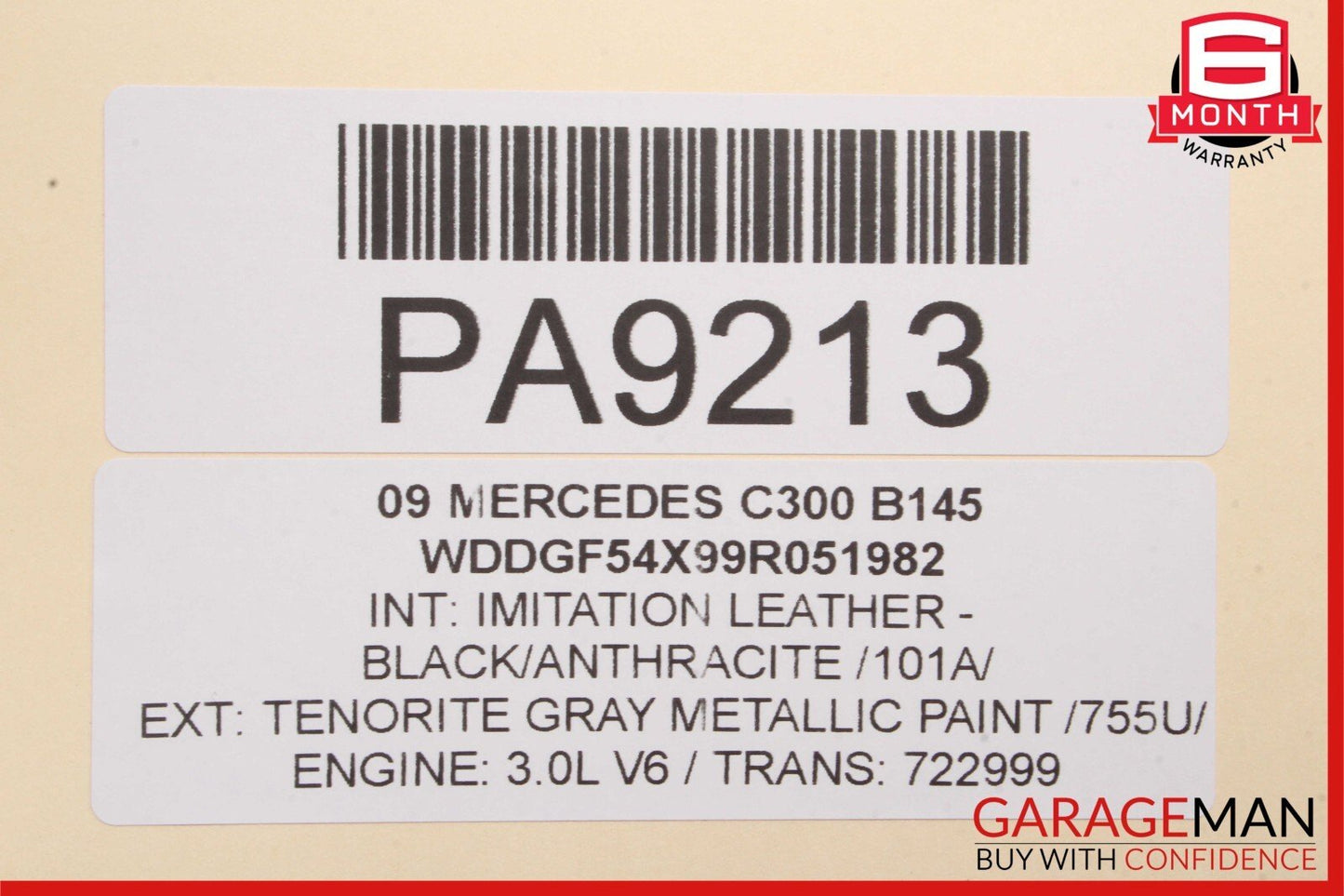08-14 Mercedes W204 C300 Sedan Front Right Top Upper Seat Cushion Anthracite