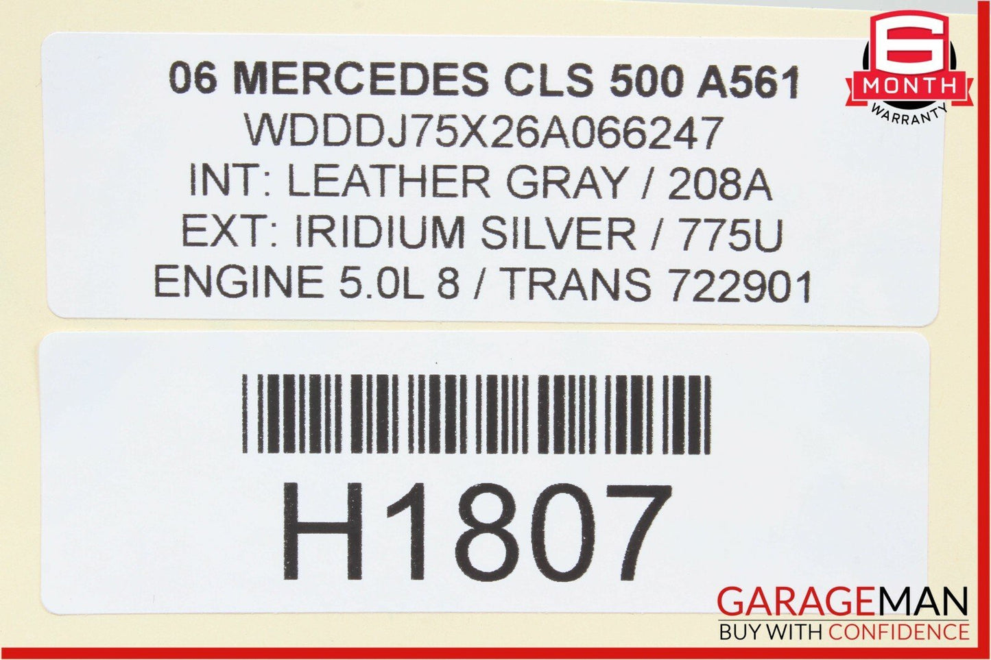 06-11 Mercedes W219 CLS500 CLS550 Rear Right Side Interior Door Panel Grey