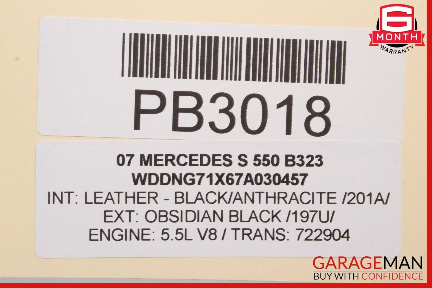 07-09 Mercedes W221 S550 Front Right Passenger Upper Seat Cushion Cover Black