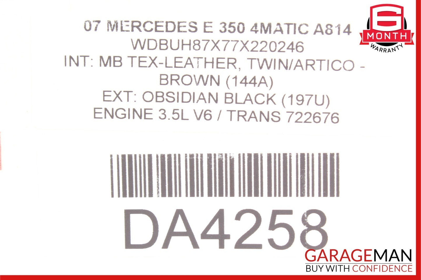 03-09 Mercedes W211 E350 E500 Front Left / Right Seat Headrest Head Rest Brown