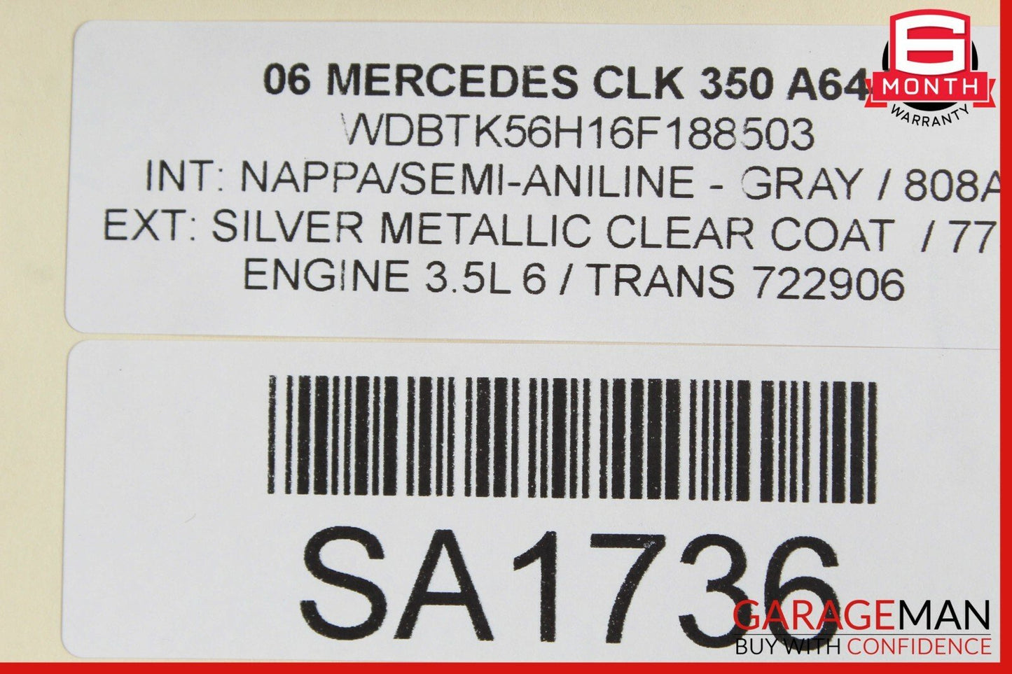 03-09 Mercedes W209 CLK350 Front Right Side Convertible Top Upper Seat Cushion