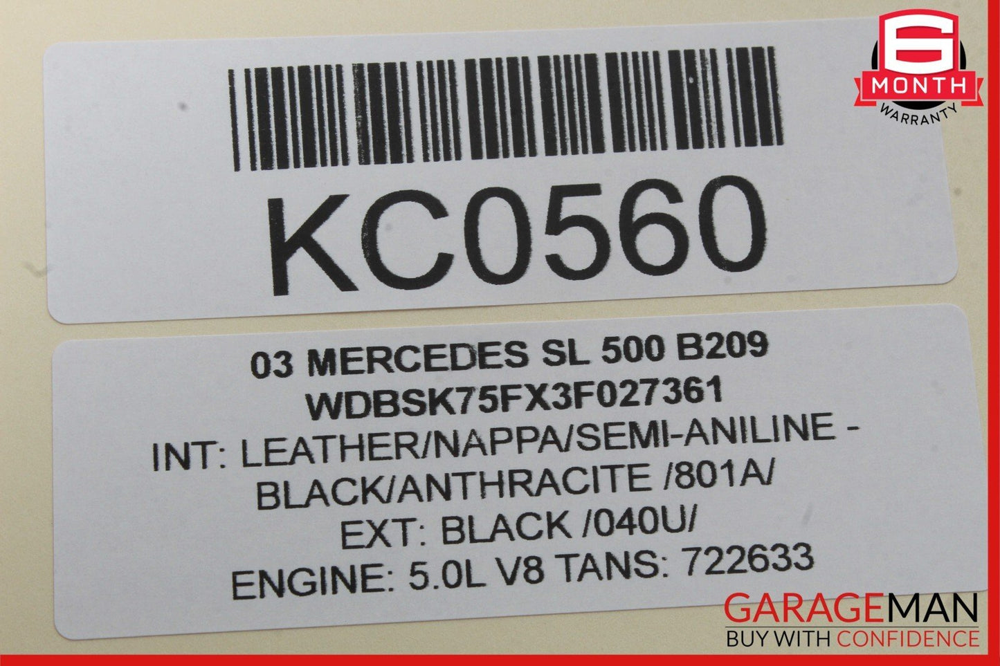 03-12 Mercedes R230 SL500 SL550 Right Trunk Lock Frame Cylinder 2307903471 OEM