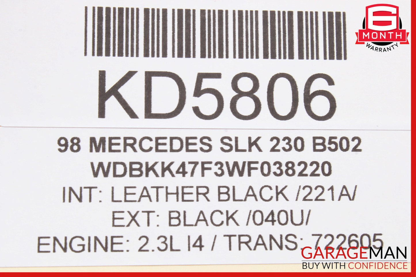 97-04 Mercedes R170 SLK230 SLK320 Rear Left Driver Quarter Window Glass OEM