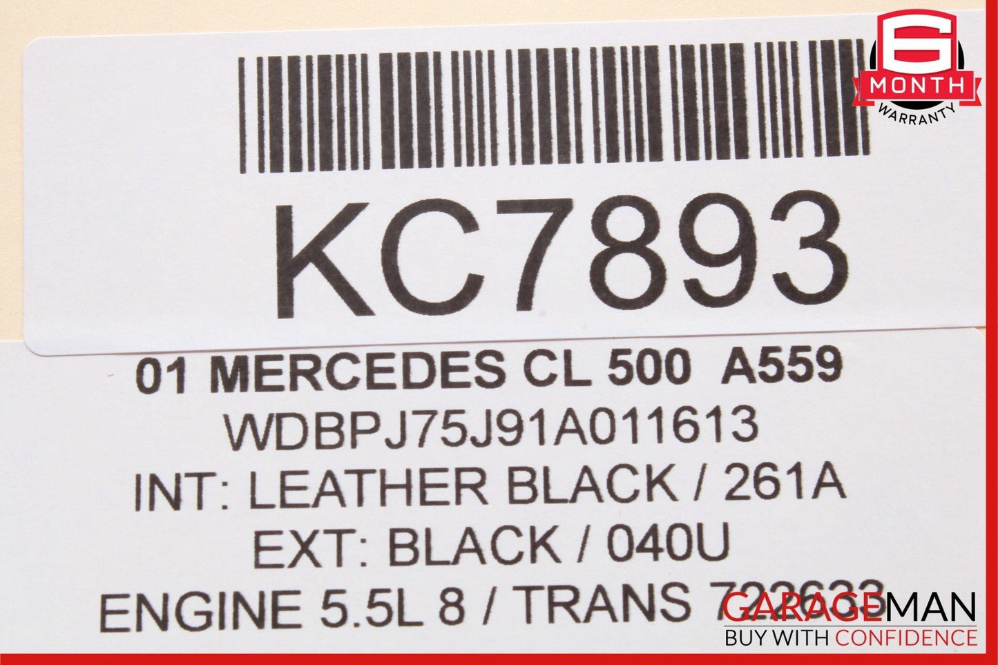 90-02 Mercedes R129 SL500 SL600 Rear Left Side Hydraulic Cylinder Roll Bar