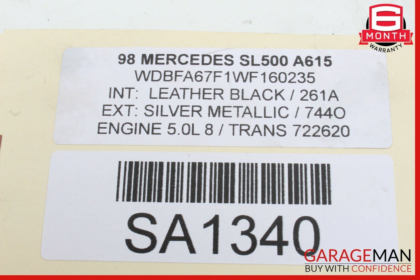 90-02 Mercedes R129 SL320 SL500 Left Driver Side Roll Bar Hydraulic Cylinder OEM