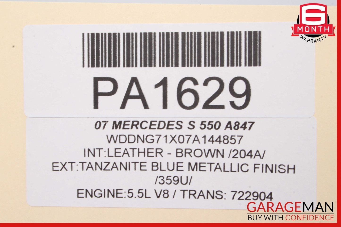 07-09 Mercedes W221 S550 Rear Right Side Complete Interior Door Panel Trim Brown
