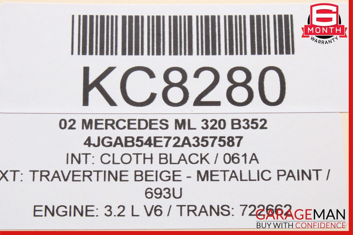 98-05 Mercedes W163 ML320 Rear Left Driver Side Door Window Regulator Motor OEM