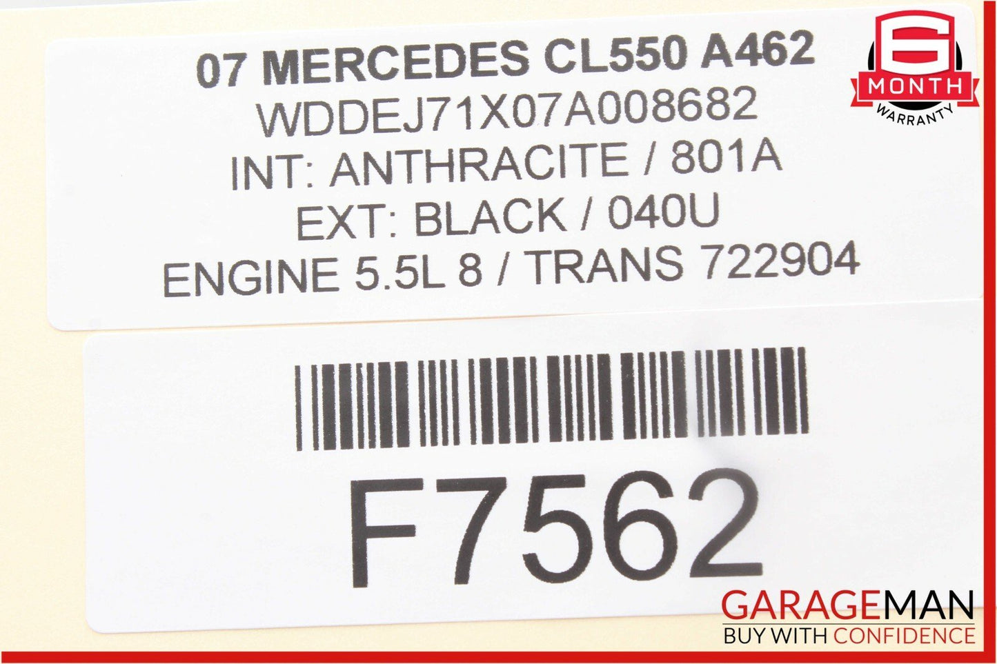 07-10 Mercedes W216 CL550 Front Left Driver Seat Belt Seatbelt Retractor Black