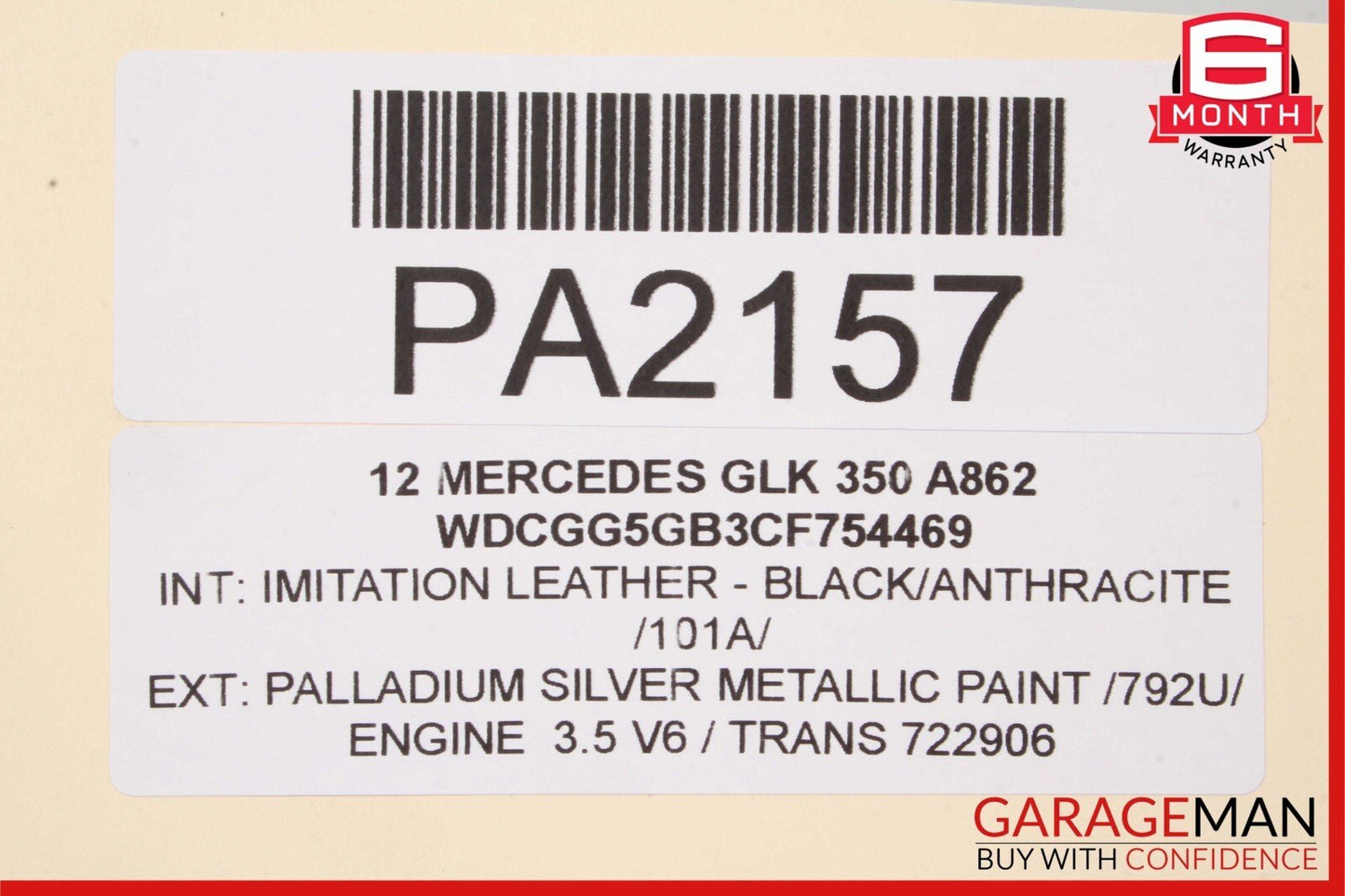 10-15 Mercedes X204 GLK350 Front Left Driver Side Interior Door Panel Assembly