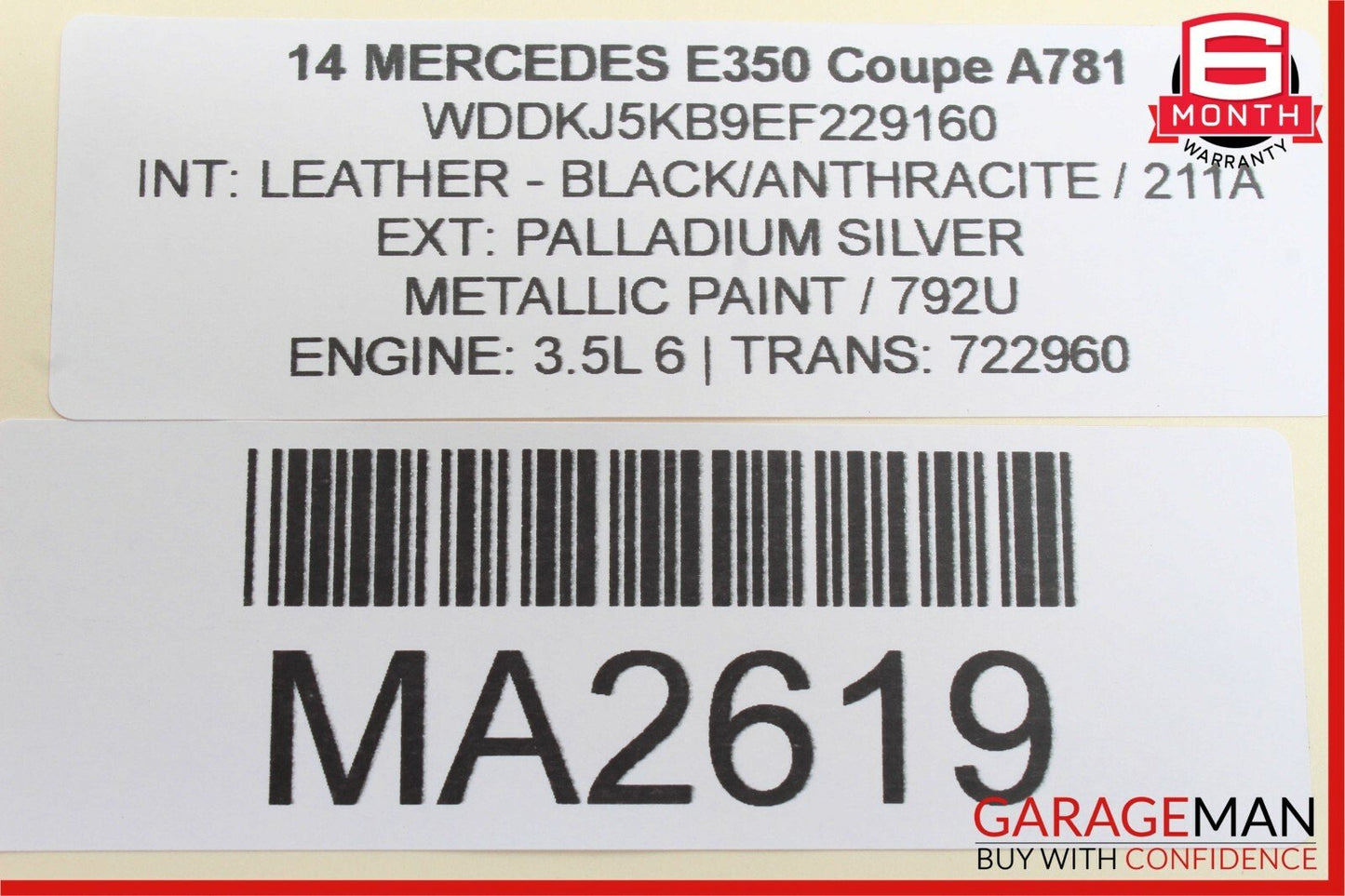 10-17 Mercedes W207 E350 E550 Coupe Rear Window Regulator Control Module OEM