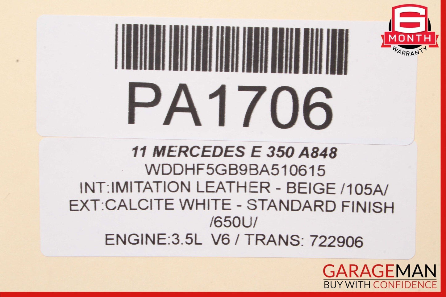 10-16 Mercedes W212 E350 E400 Front Right Seat Cushion Top Upper Beige OEM