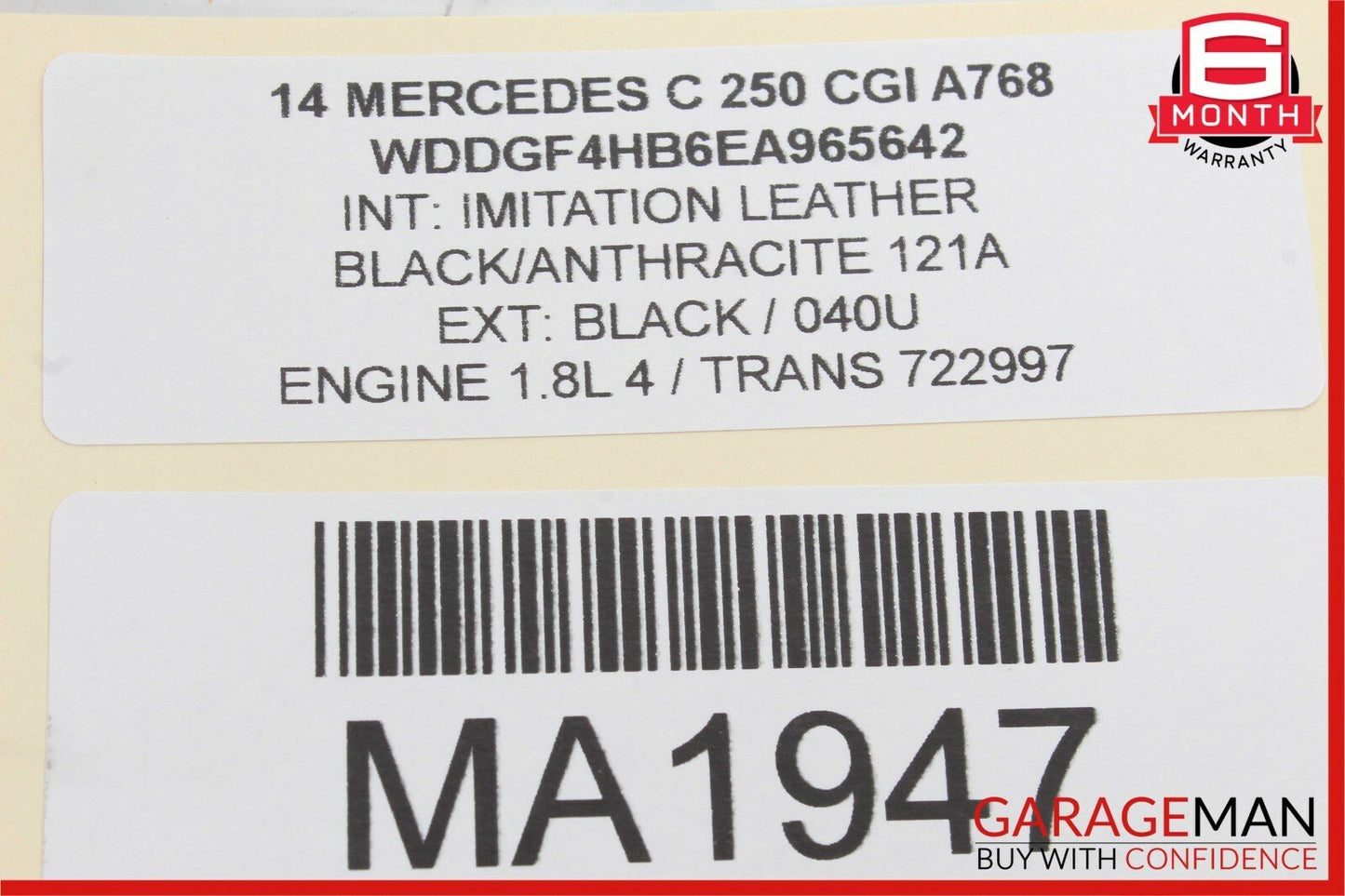 10-16 Mercedes W204 C250 E400 Interior Rear View Mirror Black OEM