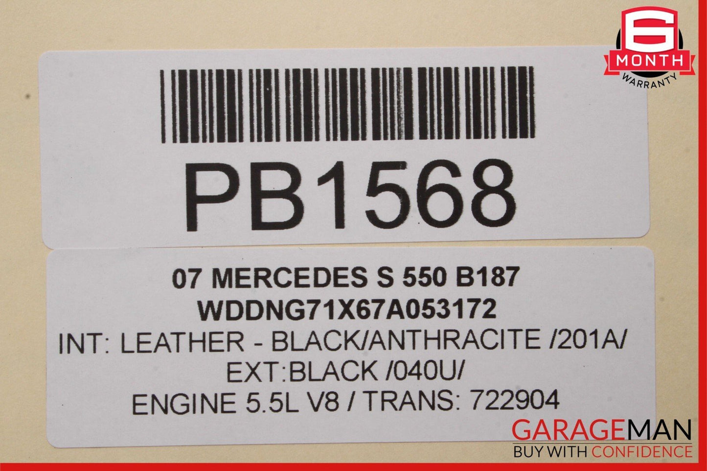 07-09 Mercedes W221 S550 Rear Right Passenger Interior Door Panel Black OEM