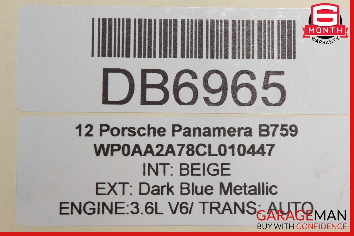 10-13 Porsche Panamera 970 Trunk Lid Liftgate Tailgate Hatch Shell Dark Black