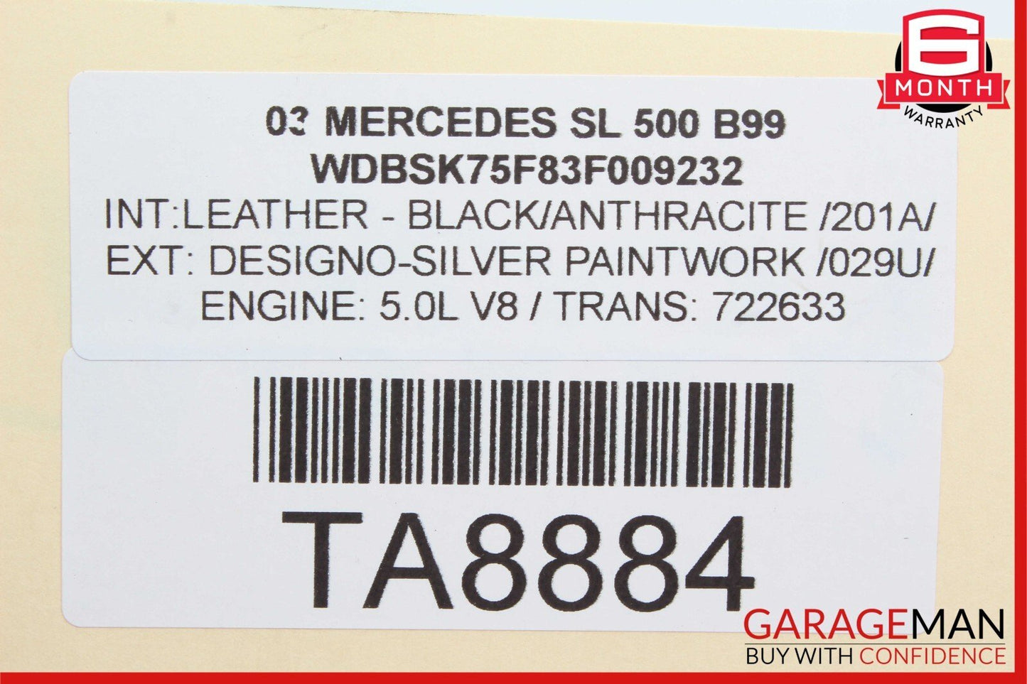 03-06 Mercedes R230 SL500 Steering Column Combination Switch Assembly OEM