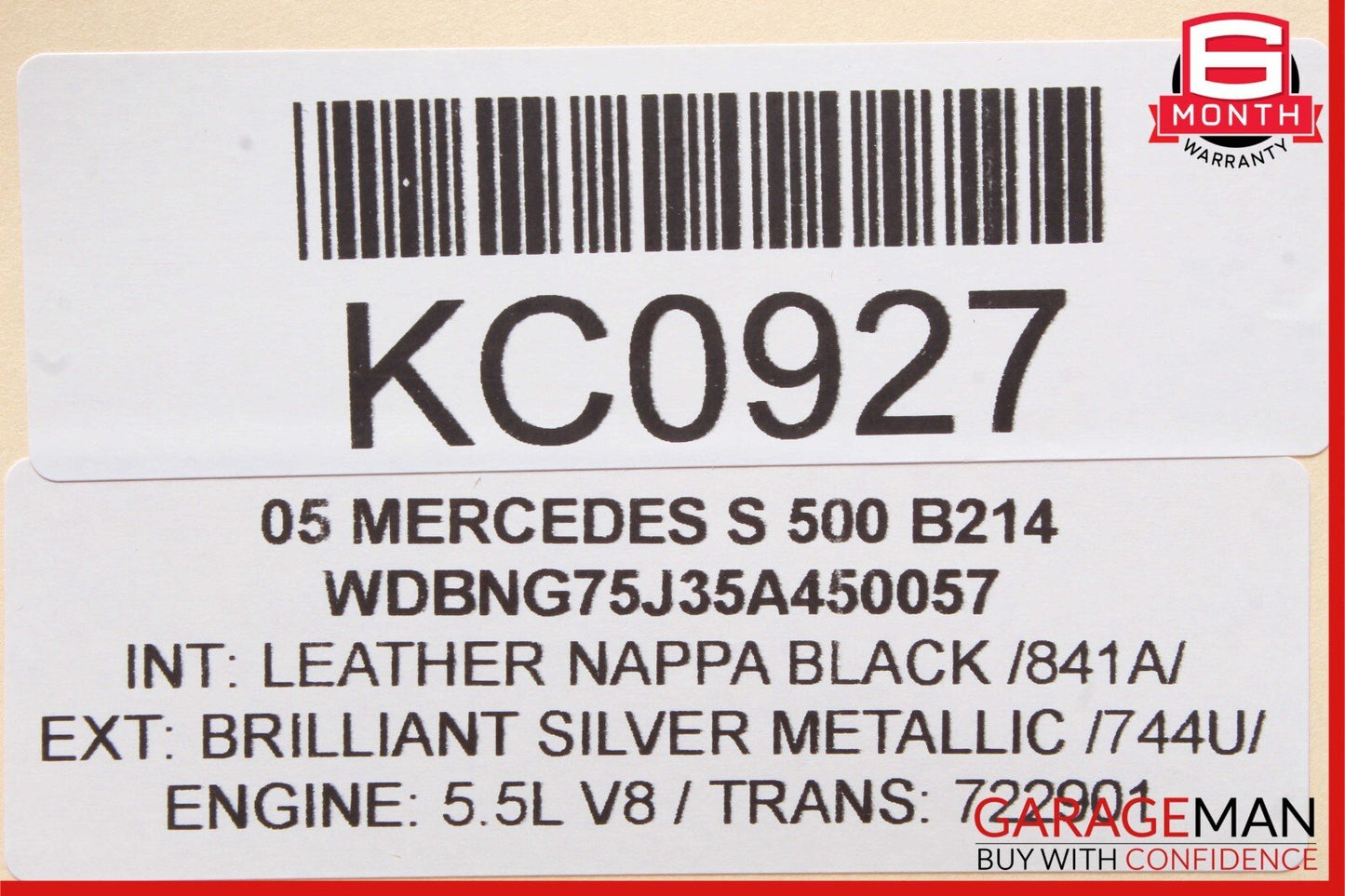 03-06 Mercedes W220 S430 S500 Rear Right Keyless Go Exterior Door Handle Silver