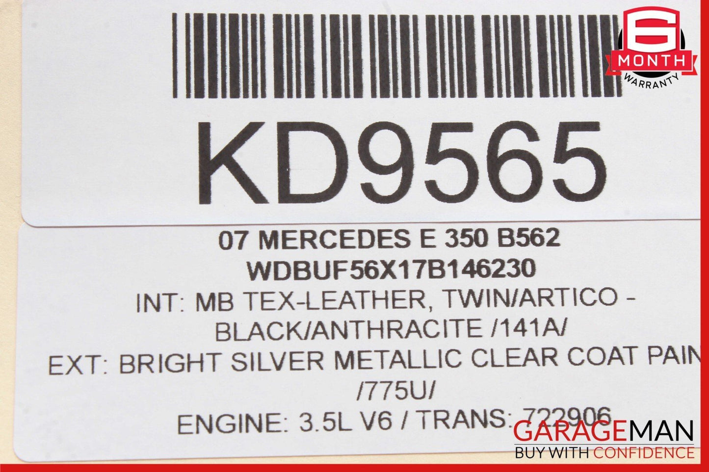 07-09 Mercedes W211 E350 E63 AMG Interior Top Upper Rear View Mirror OEM