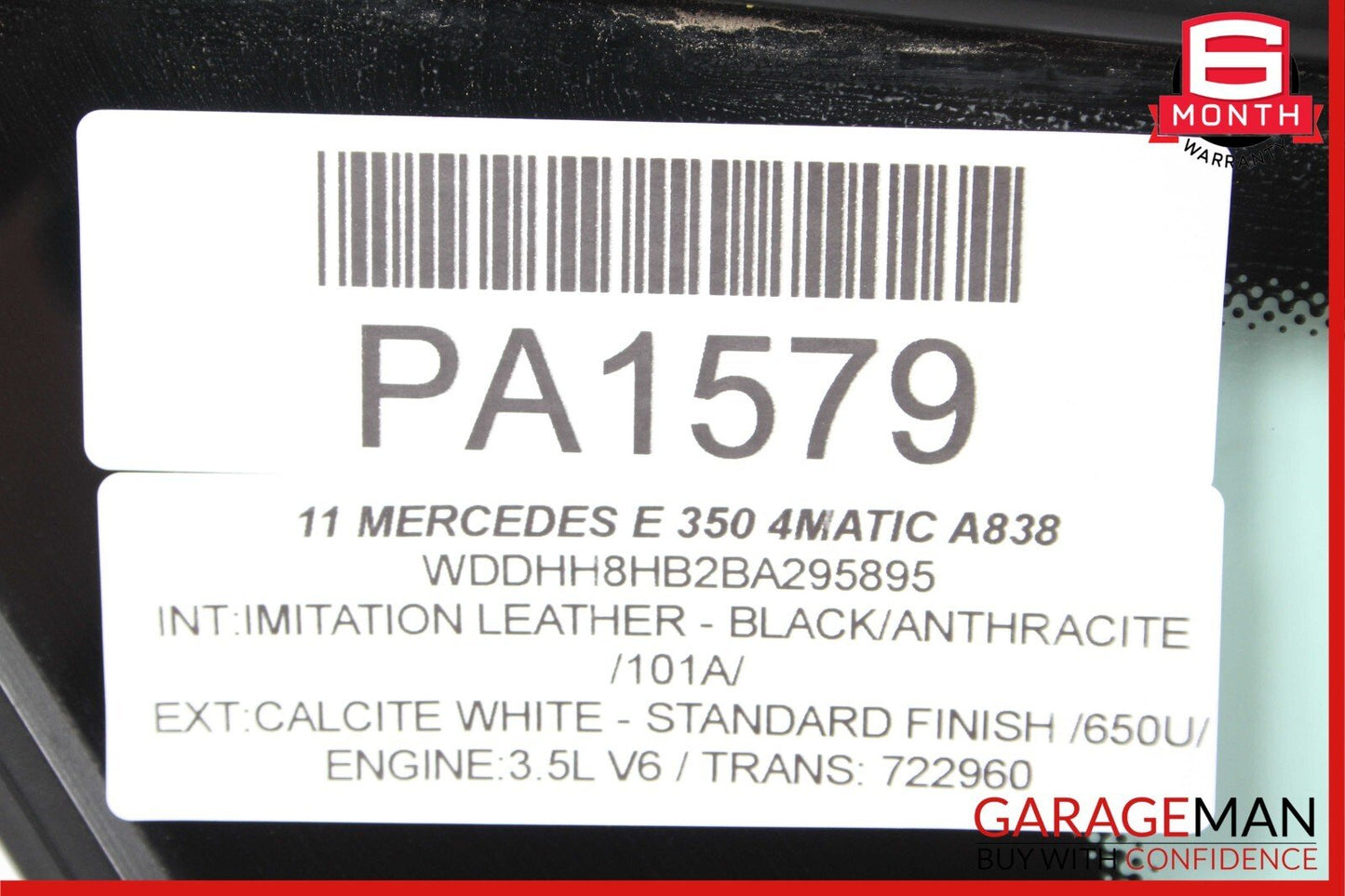 11-17 Mercedes W212 E350 Wagon Rear Left Driver Side Quarter Door Window Glass