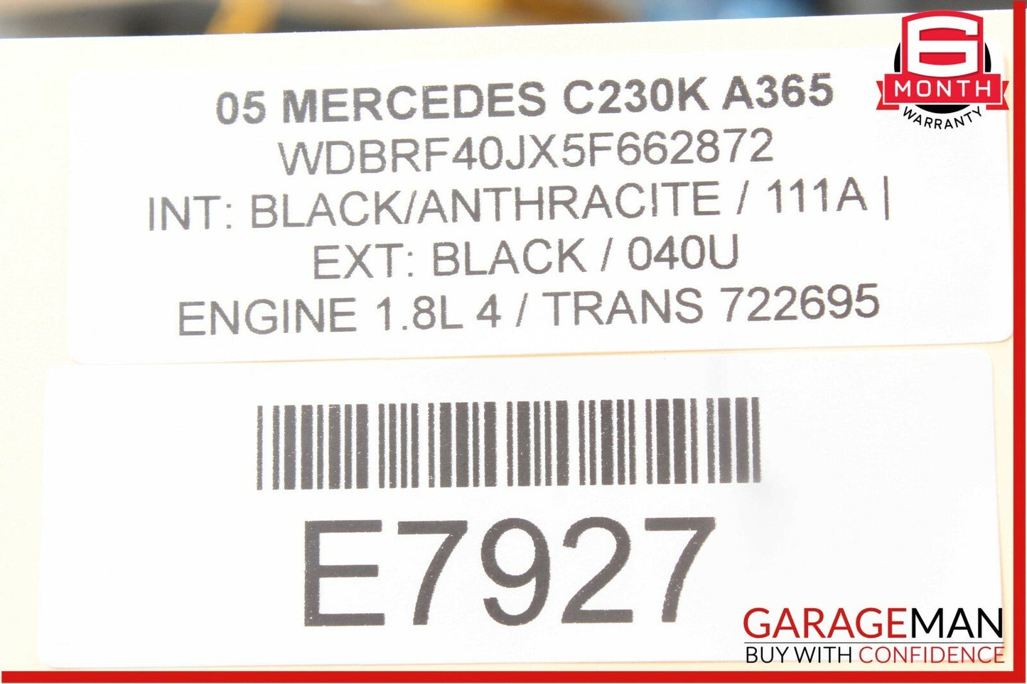 05-08 Mercedes W203 C230 SLK280 Sport 3 Spoke Steering Wheel Black OEM